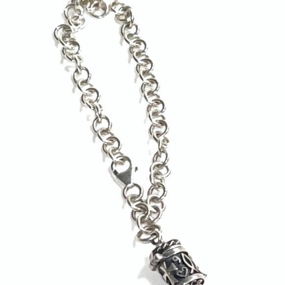 Vintage 925 Sterling Silver Prayer Box Hope Chest Charm Pendant heart bracelet - Picture 2 of 5